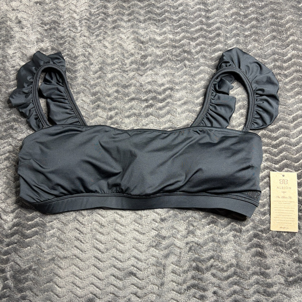 Albion Women's Bella Crop Top Swim Bikini Top in Black Size 2XL NWT